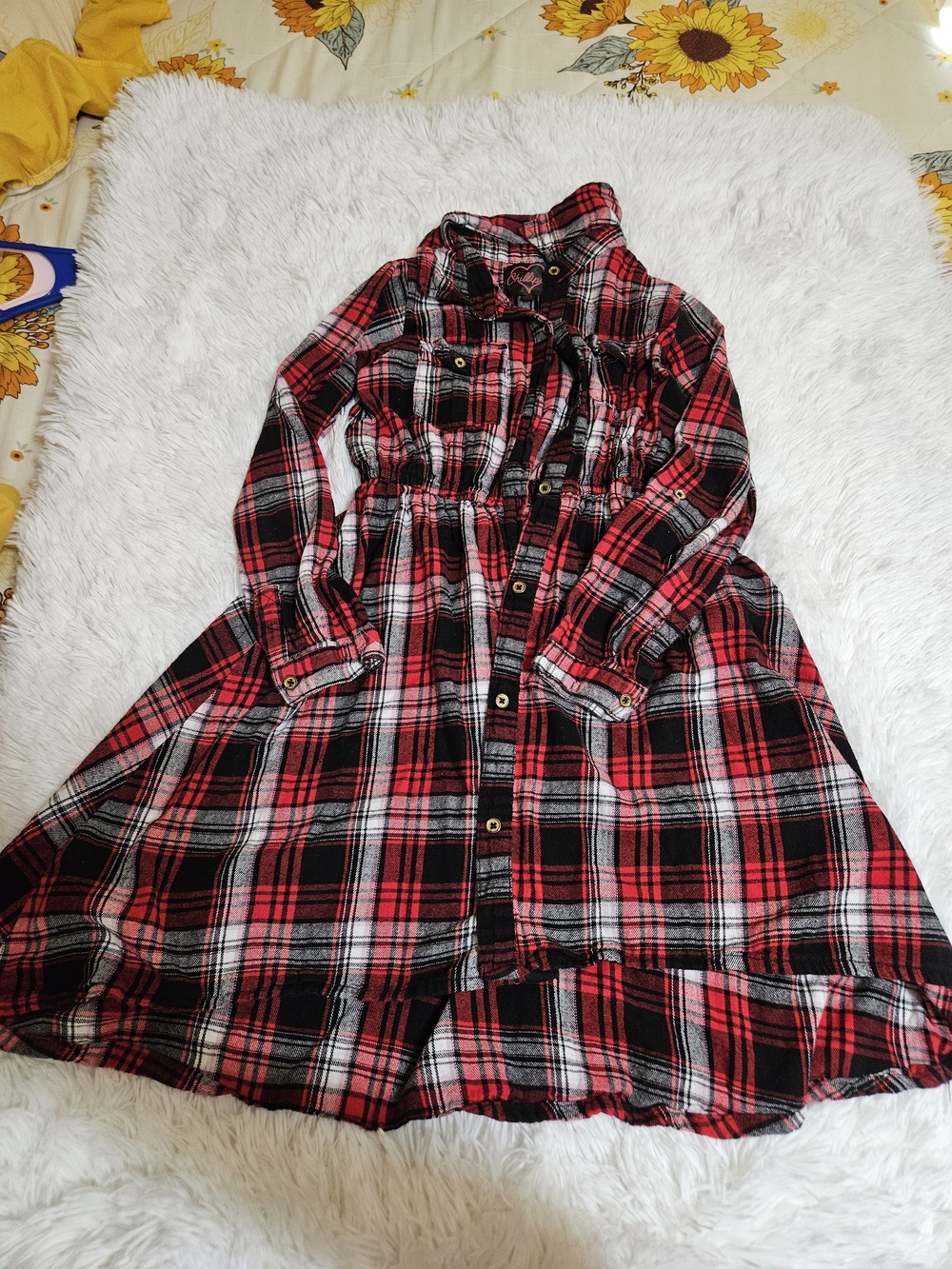 Chillax Red & Black Plaid Shirt with Heart Logo
